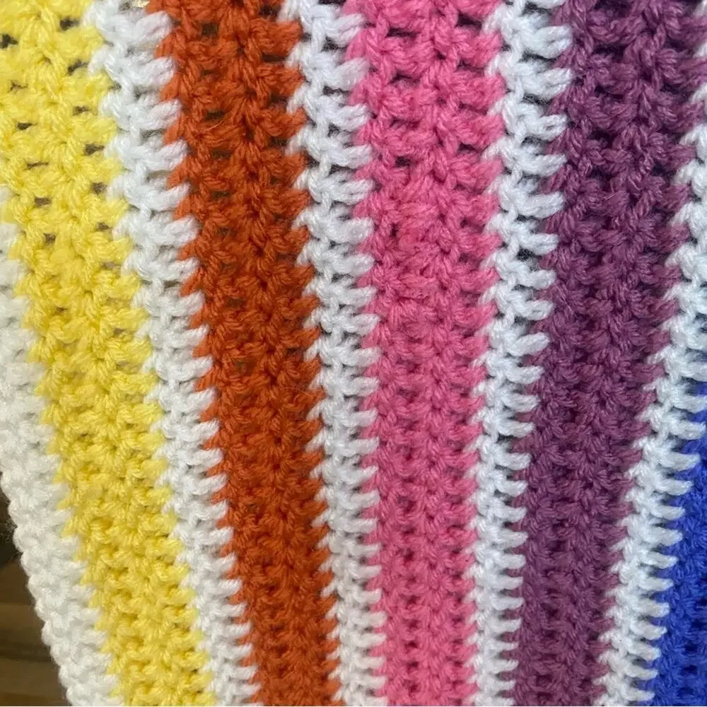Hand knit centaur mandala multi color rainbow granny square afghan throw blanket